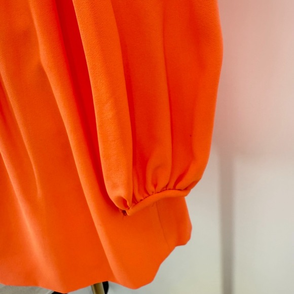 Vintage 60s Coral Highlighter Neon Babydoll‎ Mini Dress Gold White Woven Trim - Picture 11 of 15